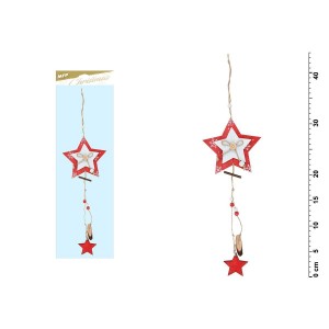 Hvězda závěs červená 44x12cm