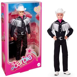 Mattel Barbie KEN ve westernovém filmovém černém oblečku sbílýmí třásněmi a klobouku HRF30