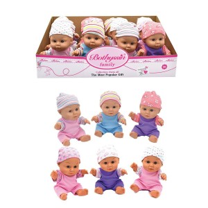 Panenka 18cm miminko v oblečku s čepičkou 6 druhů