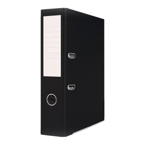 Pákový pořadač Basic-S s kovovou lištou, PP, A4/75mm, černý