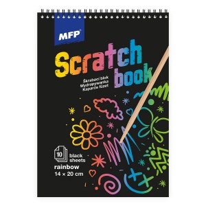 Škrabací obrázek blok 20x14cm 10l černý/duha