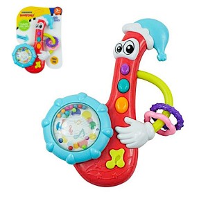 Dětské chrastítko s melodií červený saxofon