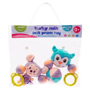 Dětské plyšové chrastítko do kočárku Mix myš a sova