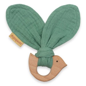 Dětské kousátko s mušelínovou plenou a ptáčkem New Baby mátově zelená (věk 0+)