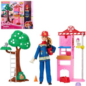 Mattel Barbie povolání - Hasičská stanice s panenkou blondýnkou HRG55