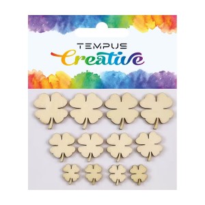 Výřezy dřevěné čtyřlístky 12ks