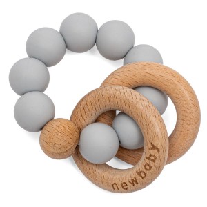 Dětské silikonové kousátko s kuličkami New Baby šedá (věk 0+)