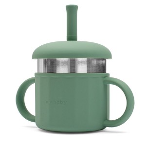 Dětský silikonový hrneček 2v1 New Baby zelený (věk 0+)