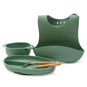 Dětská silikonová jídelní sada New Baby zelená (věk 0+)