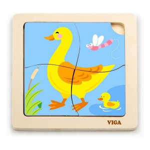 Viga 51314 Dřevěné puzzle Kachna 4 dílky