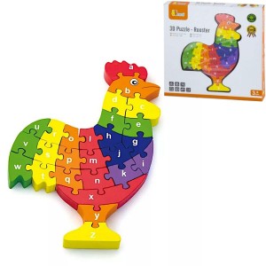 Viga 55244 Dřevěné 3D puzzle Kohout s písmenky
