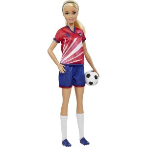 Mattel Barbie Fotbalová panenka-Barbie v červeném dresu HCN17