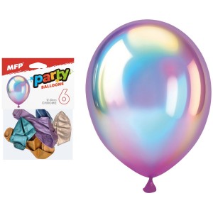 Balónek 8000192 nafukovací 6ks sáček chrom 30cm mix