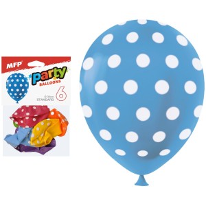 Balónek 8000193 nafukovací 6ks sáček puntík 30cm mix