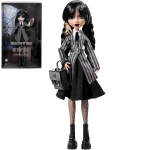 Mattel HXJ04 Monster High X Wednesday Addams ve školní uniformě