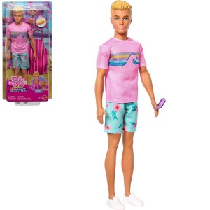 Mattel JFV65 Barbie Ken Blond panenka s plavkami a doplňky s plážovou tématikou HPL74