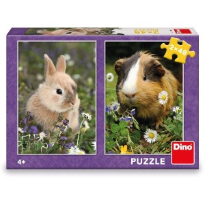 Dino 381681 Puzzle Králíček a morče 2x48 dílků
