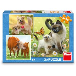 Dino 335448 Puzzle Psí sportovci 3x55 dílků