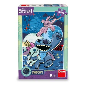 Dino 394216 Puzzle Stitch 100 xl dílků neon