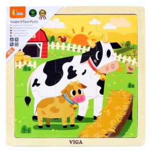 Viga 44623 Dřevěné puzzle 9 dílků Kravičky