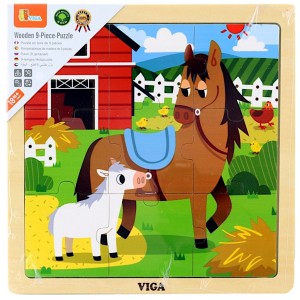 Viga 44624 Dřevěné puzzle 9 dílků Koníčci