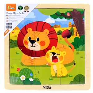 Viga 44627 Dřevěné puzzle 9 dílků Lvi