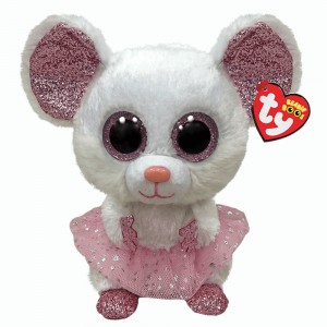 TY Beanie Boos 15 cm - NINA bílá myš baletka