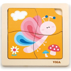 Viga 50136 Dřevěné puzzle Motýlek 4 dílky