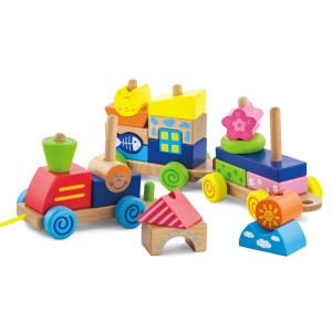 Viga 500894 Dřevěná mašinka tahačka a skládačka