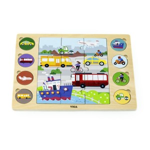 Viga 44742 Dřevěné puzzle Doprava 9 dílků