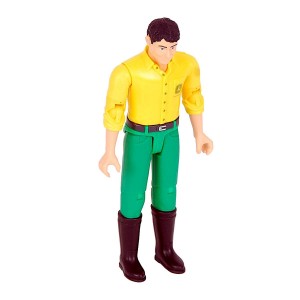 BRUDER 46100 BWORLD John Deere figurka ve žlutém tričku a zelených kalhotách
