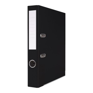 Pákový pořadač Basic-S s kovovou lištou, PP, A4/50mm, černý