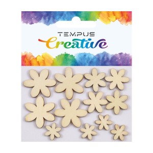 Výřezy dřevěné květy 12ks