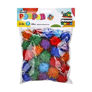 Pompoms NC-885 30mm glitter mix 50ks