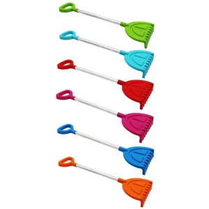 Hrábě s kovovou násadou a plastovým madlem  - různé barvy