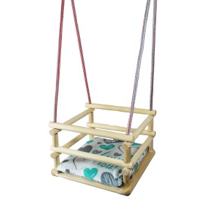 Houpačka dřevěná dětská s polštářkem (max. nosnost 20 kg)