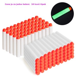 Náhradní pěnové šipky pro Nerf N-Strike fosforeskující (neoriginální).